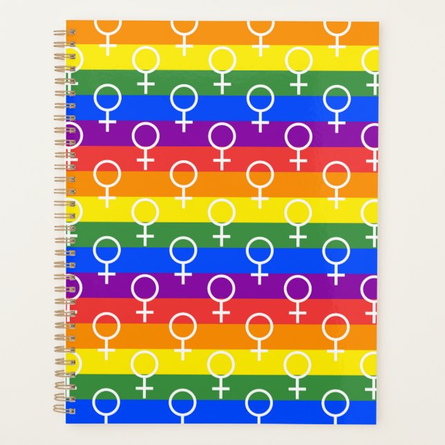 Agenda Símbolo femenino patrón arcoiris (Anverso)