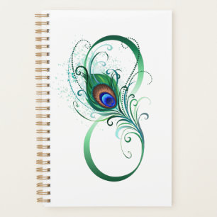 Agenda Símbolo infinito con pluma de pavo real