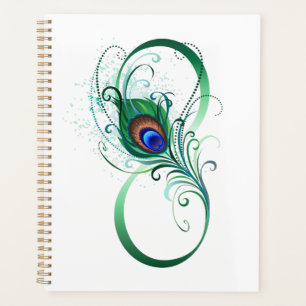 Agenda Símbolo infinito con pluma de pavo real