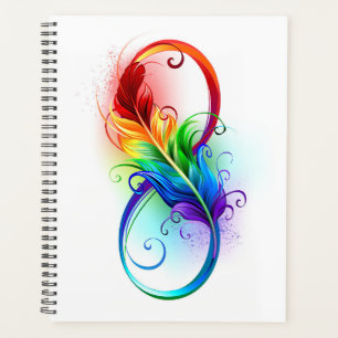 Agenda Símbolo infinito con plumas arcoiris
