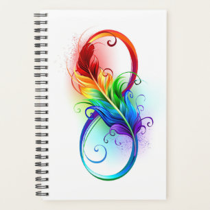 Agenda Símbolo infinito con plumas arcoiris