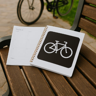 Agenda Símbolo minimalista de bicicleta blanco y negro