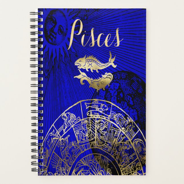 Agenda Símbolo Pisces Astrología Rótulo Zodiaco Horóscopo (Anverso)