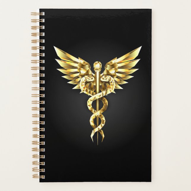 Agenda Símbolo poligonal de oro Caduceus (Anverso)