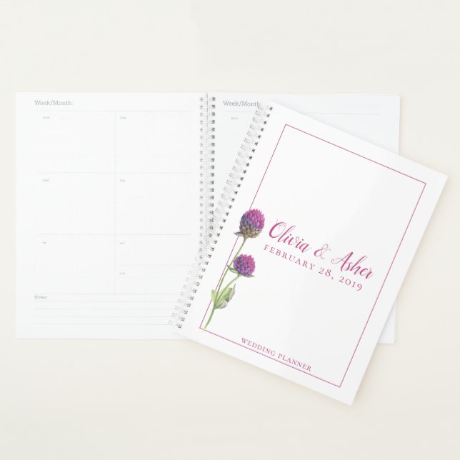 Agenda Simple acuarela Amaranth Thistle Flower Boda (Demostración)