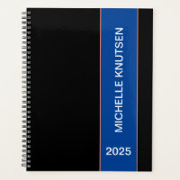 Simple Black and Blue Personalized Planner 2025