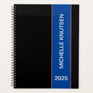 Agenda Simple Black and Blue Personalized Planner 2025