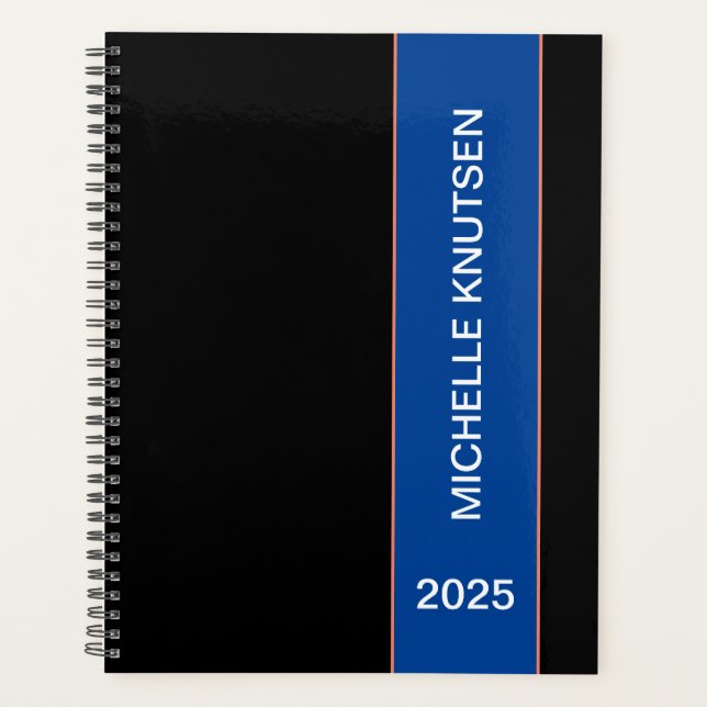 Agenda Simple Black and Blue Personalized Planner 2025 (Anverso)