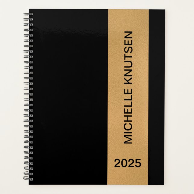 Agenda Simple Black and Gold Personalized Planner 2025 (Anverso)