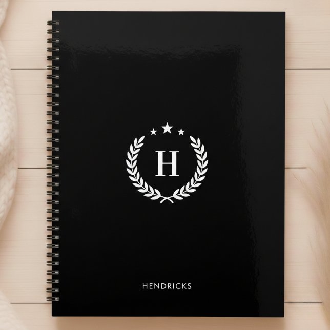 Agenda Simple Black | Monogram Modern Minimalist Fitness (Subido por el creador)