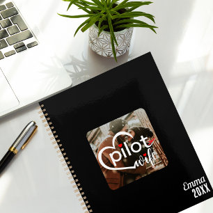 Agenda Simple "Esposa Piloto" y avión, foto Personalizado