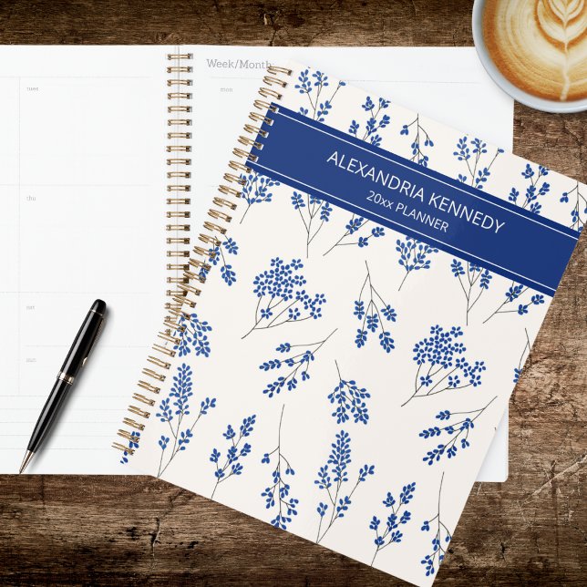 Agenda Simple Flor de País Azul y Blanco (Subido por el creador)
