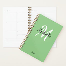 Agenda Simple Green Monogramado