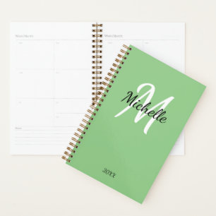 Agenda Simple Green Monogramado