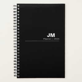 Agenda Simple Mensual Semanal Sin Fecha Negro