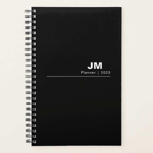 Agenda Simple Mensual Semanal Sin Fecha Negro (Anverso)