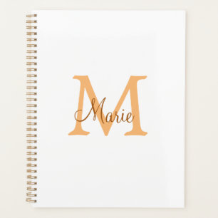 Agenda simple minimal add name monogram orange brown thr