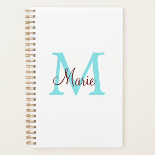 Agenda simple minimal añadir nombre monograma rosa rojo
