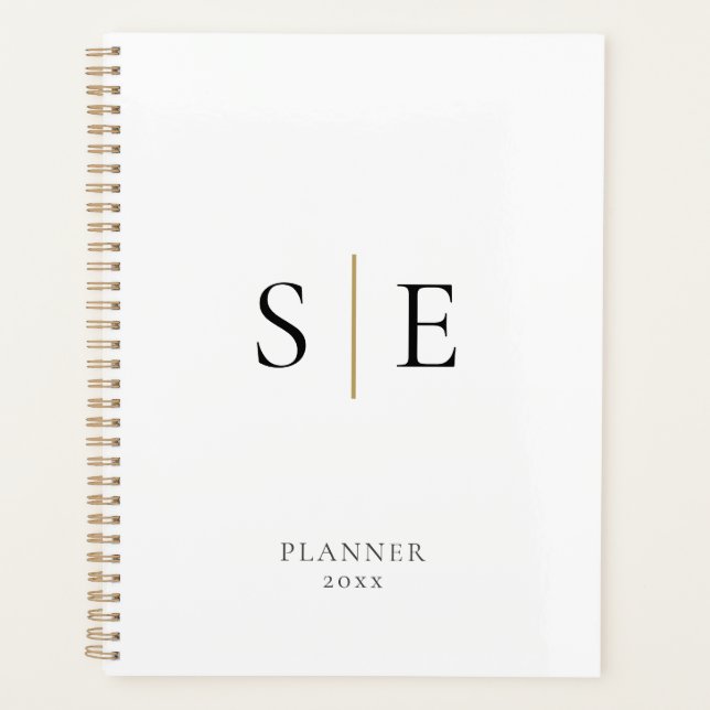 Agenda Simple Monograma Blanco Negro Oro 2023 (Anverso)