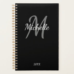 Agenda Simple Monograma en Blanco y Negro