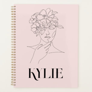 Agenda Simple Resumen Línea Arte Mujer Ilustracion