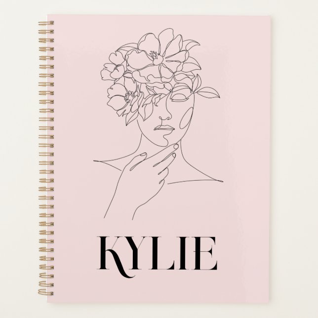 Agenda Simple Resumen Línea Arte Mujer Ilustracion (Anverso)