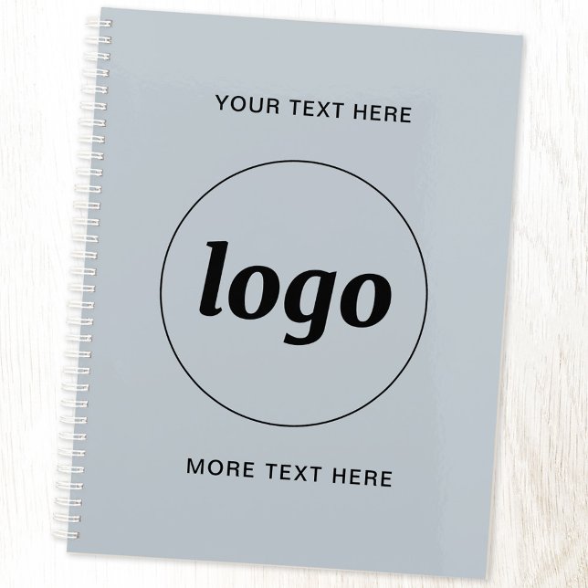 Agenda Simple texto de logotipo azul en polvo (Pastel dusty powder blue logo with custom text business promotional planner)