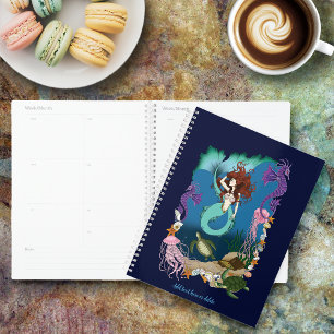Agenda Sirena Mística Fantasía Oceánica Azul Vida Marina