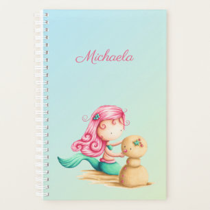Agenda Sirenita única con pelo rosa y sandman