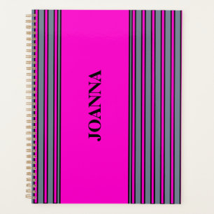 Agenda Slate Grey Fuchsia Elegant Stripes Name