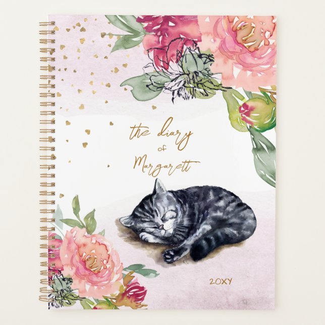 Agenda Sleepy Kitten Ilustracion Flower Girl Daily Diary (Anverso)
