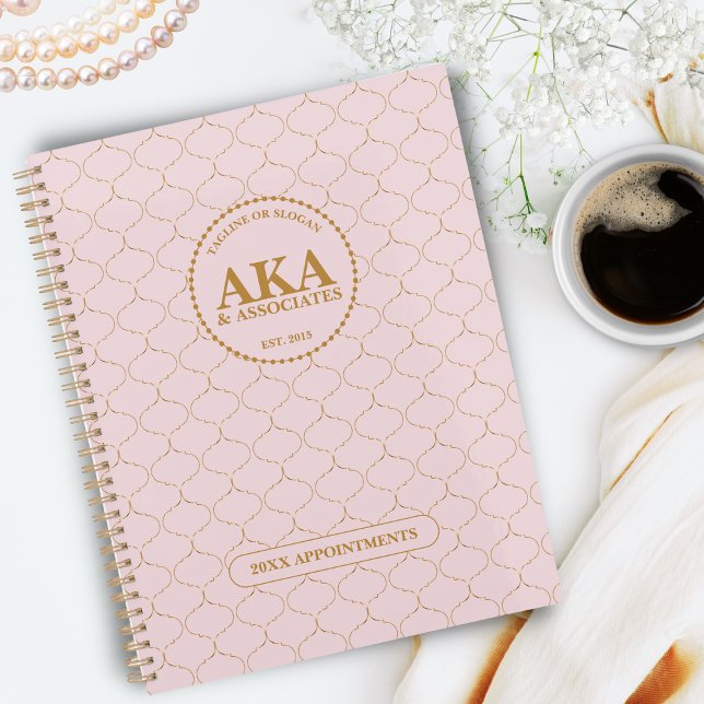 Agenda Sofisticado Monograma de Negocios Rosa Gold Trelli (Subido por el creador)