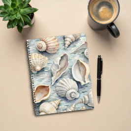Agenda Soft Blue Coastal Seashell Watercolor