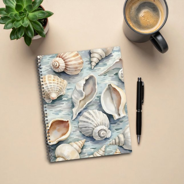 Agenda Soft Blue Coastal Seashell Watercolor (Subido por el creador)