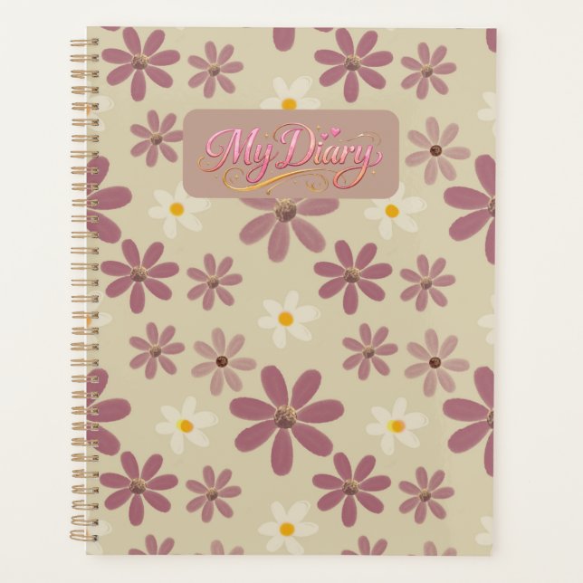 Agenda Soft Daisy Floral Pattern in Mauve & Cream Romanti (Anverso)