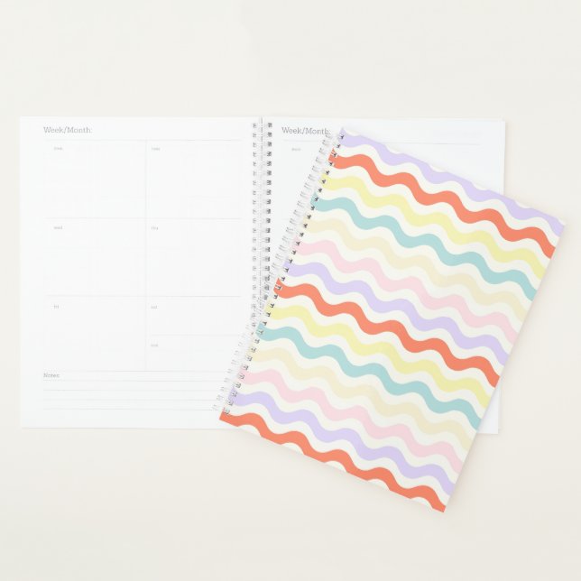 Agenda Soft Pink Blue Yellow Wavy Stripes Aesthetic Nurse (Demostración)
