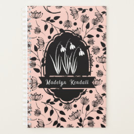 Agenda Soft Pink Laurentian Floral Pattern Custom Name