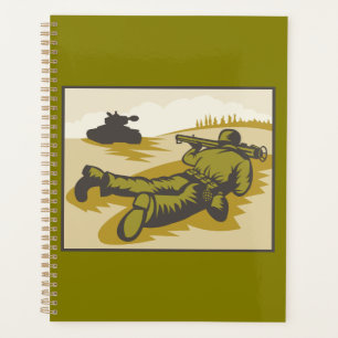 Agenda Soldado de bazuca y tanque de la Segunda Guerra Mu