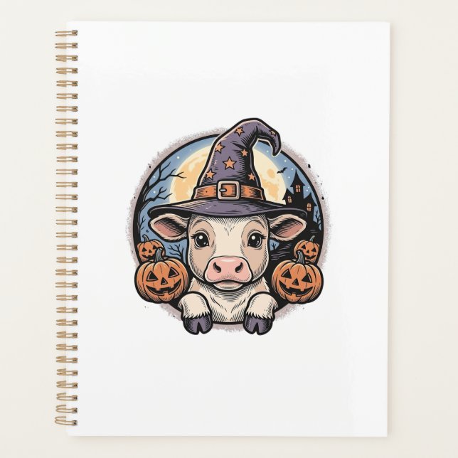 Agenda Sombrero de bruja ternero de Halloween lindo graba (Anverso)