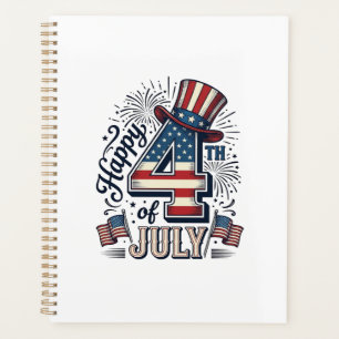 Agenda Sombrero Patriótico Vintage Feliz 4 de Julio Vecto