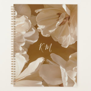 Agenda Soñadora y lujosa inicial floral blanca