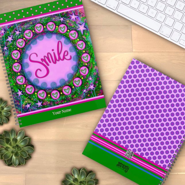 Agenda Sonrisa floral de bonito Alegre PurpleArt verde (Subido por el creador)