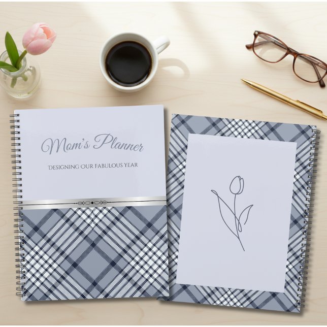 Agenda Sophisticated Blue Plaid Mom's Fabulous Year (Organize your life with boutique-inspired blue plaid elegance)