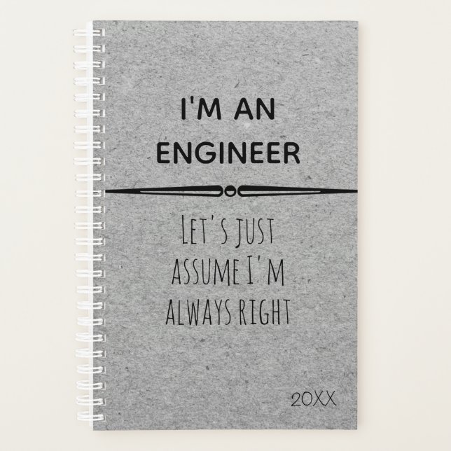 Agenda Soy un ingeniero. Supongamos que tengo razón. (Anverso)