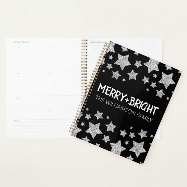 Agenda Sparkle Star Merry Navidades brillantes negro plat (Demostración)