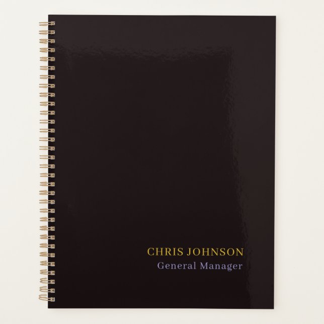 Agenda Special Black & Gold Color Plain Own Name Position (Anverso)