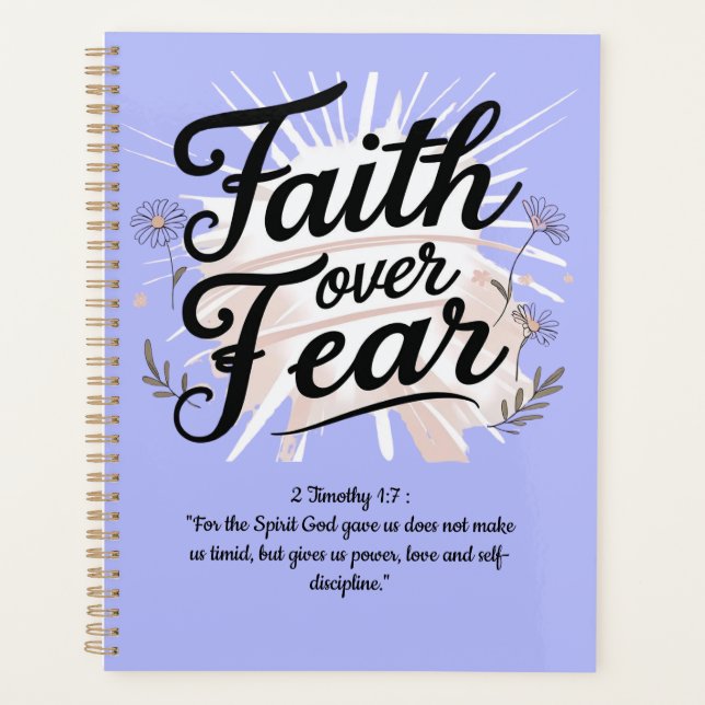 Agenda Spiral Planner with 2 Timothy 1:7Bible Verse (Anverso)