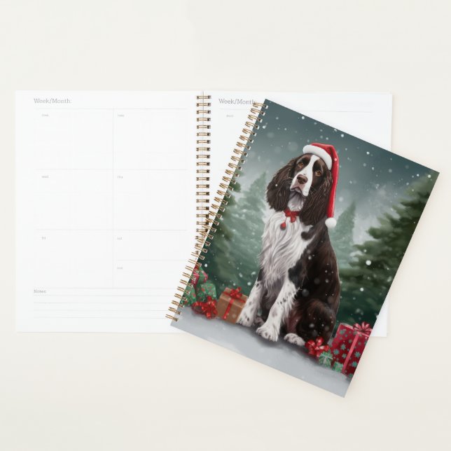Agenda Springer Spaniel Perro en Navidad Nieve (Demostración)