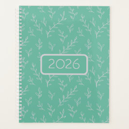 Agenda Springy: Hand-Sketched Leaves on Mint Green