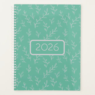 Agenda Springy: Hand-Sketched Leaves on Mint Green